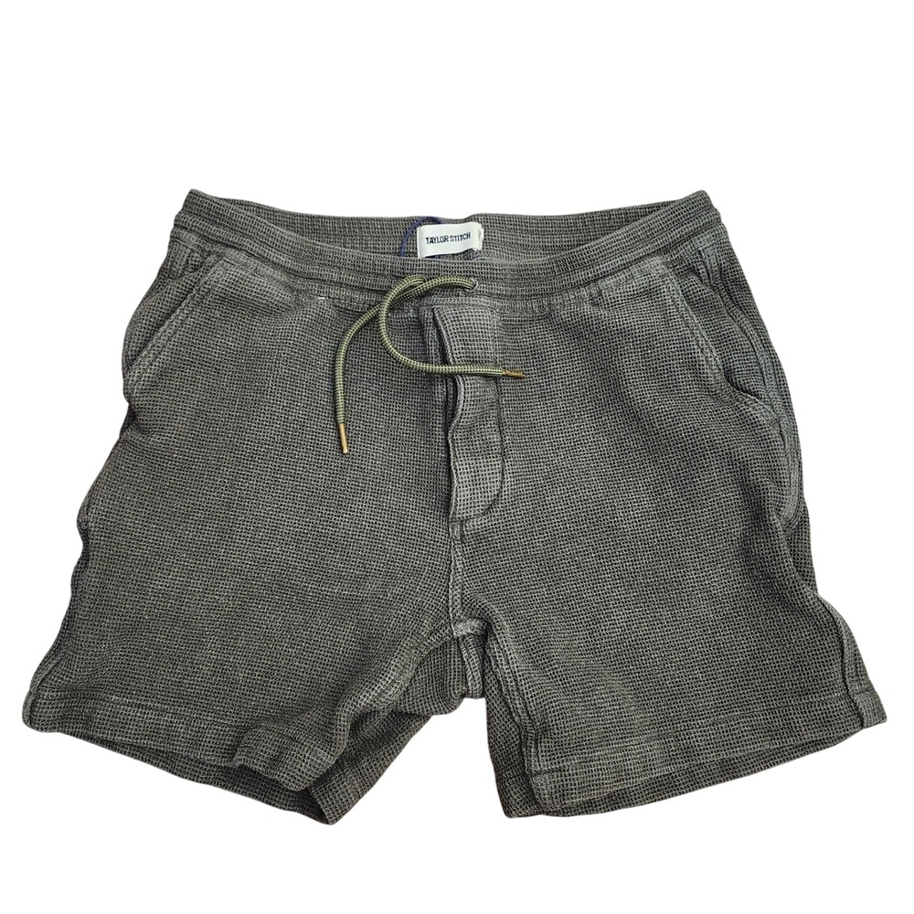 Taylor Stitch Apres Mens  olive green waffle woven organic cotton Shorts Sz M